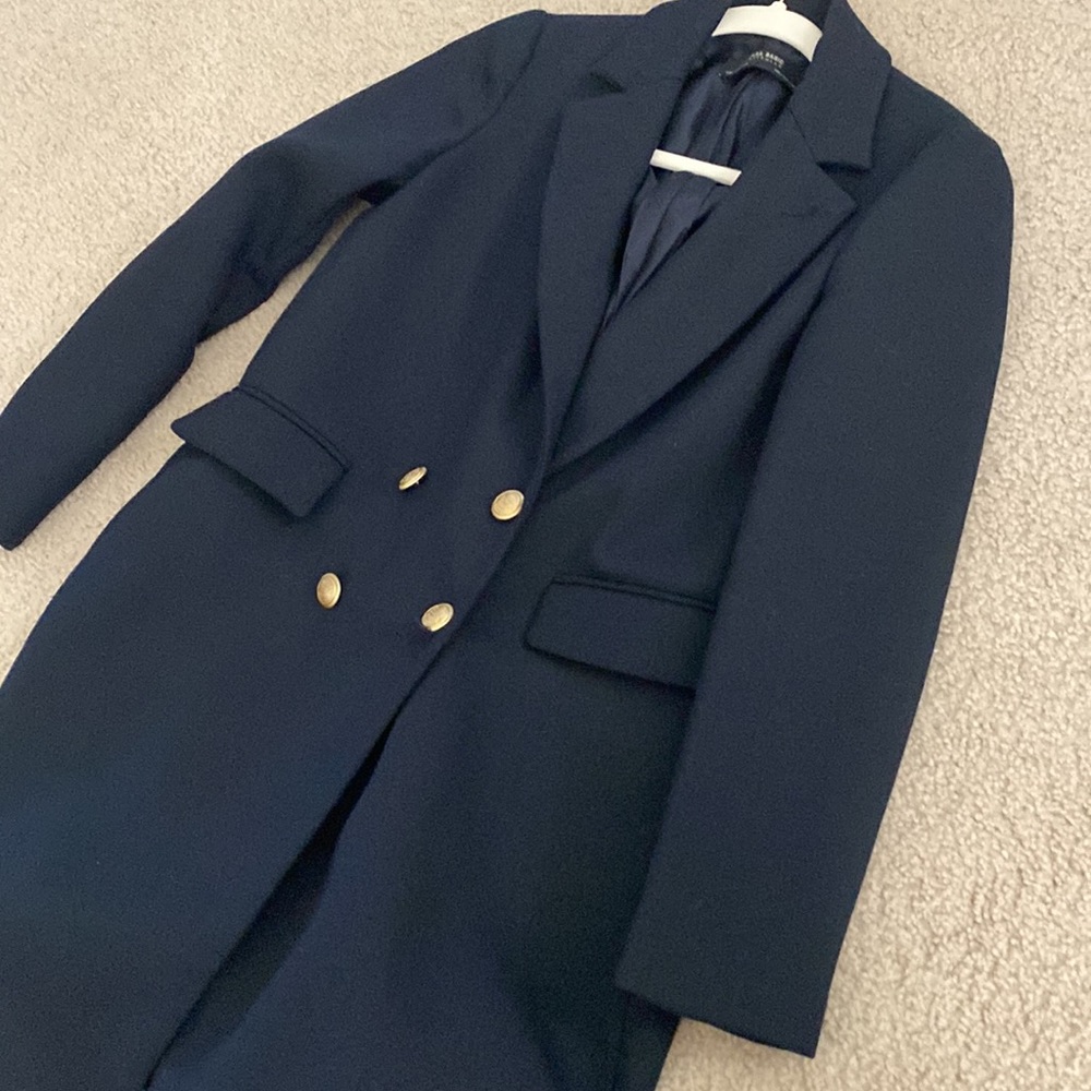 Zara Navy Blue Double Breasted Coat